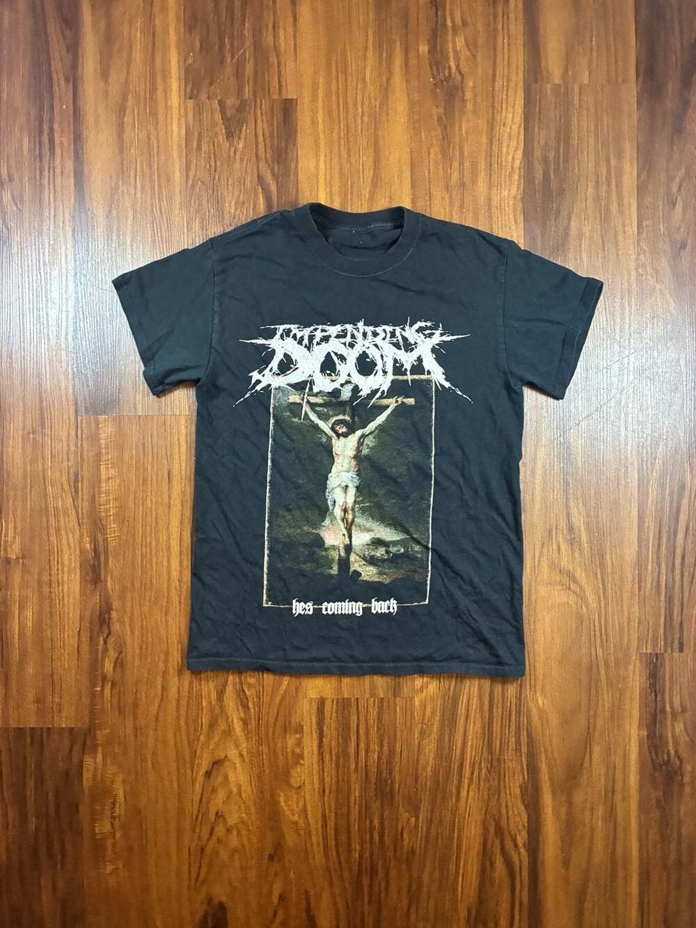 Impending Doom Hes Coming Back Band T-Shirt Black